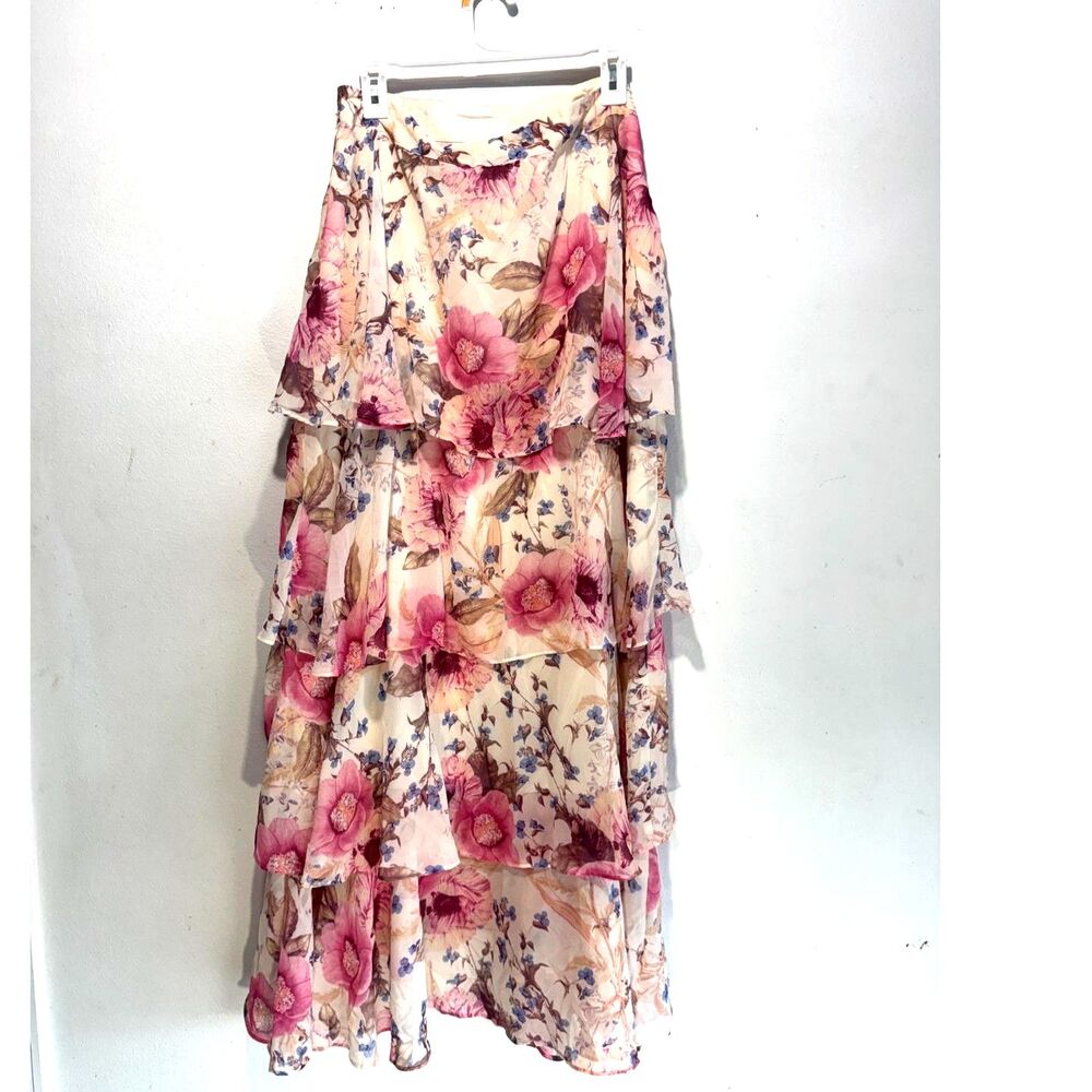 Asos luxe maxi skirt tiered ruffle spring summer floral fairy romantic women 12 - Picture 2 of 8